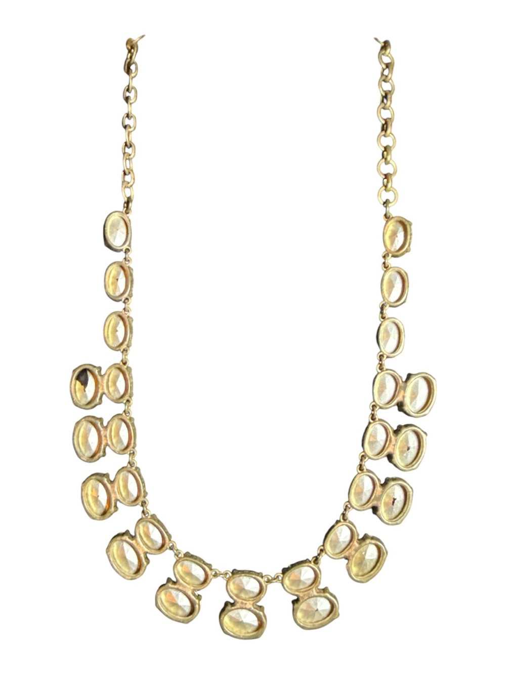 J.Crew Multicolor Crystal Statement Necklace Signed Gold Tone - Picture 4 of 8
